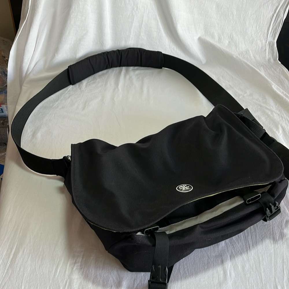 Black Messenger Bag with Front Flap